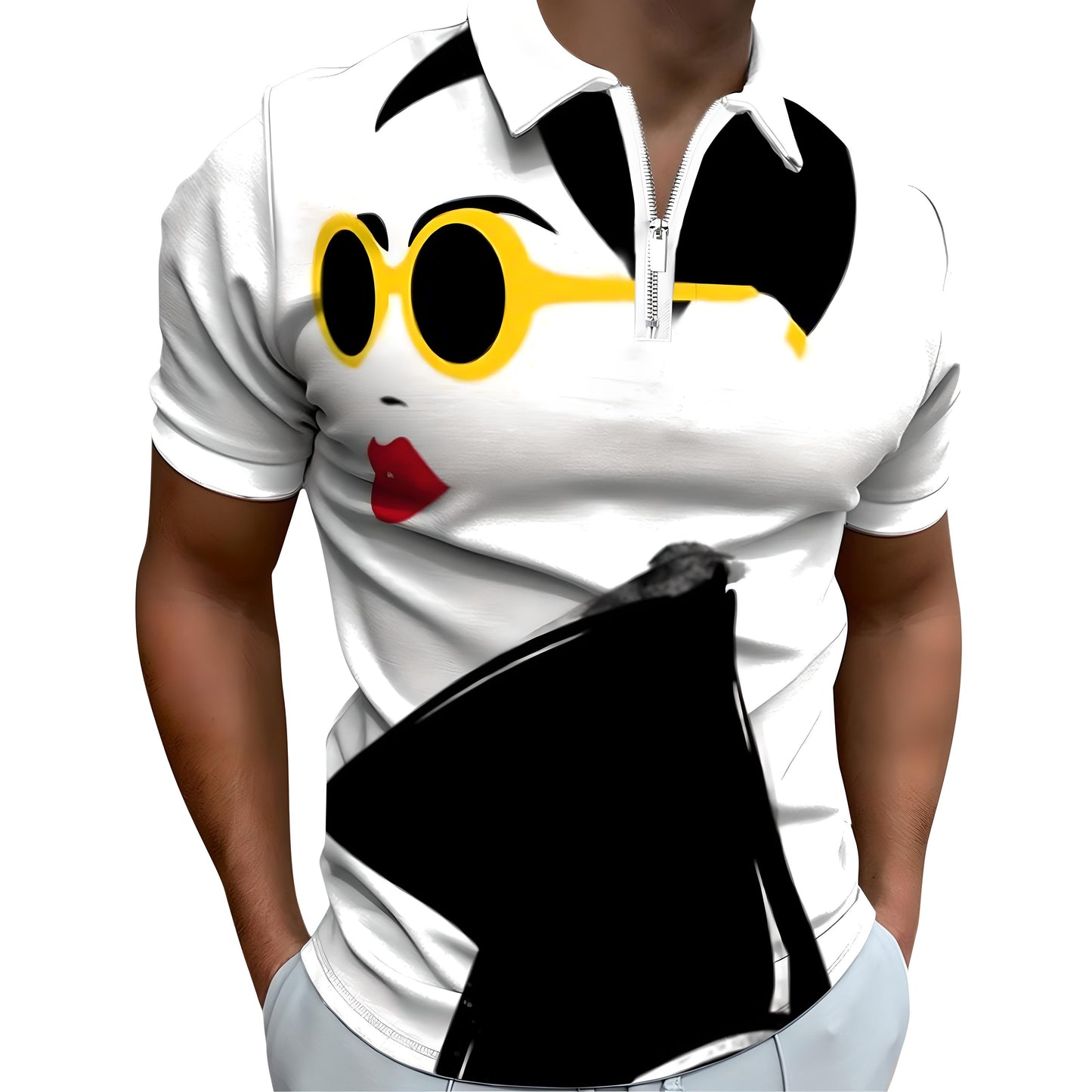 Dominic | Short Sleeve Face Art Print Shirt
