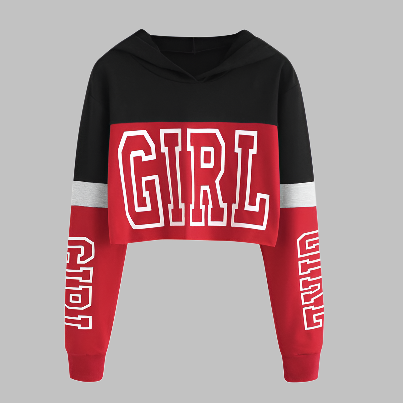 Liana | Patchwork Letter Print Crop Hoodie