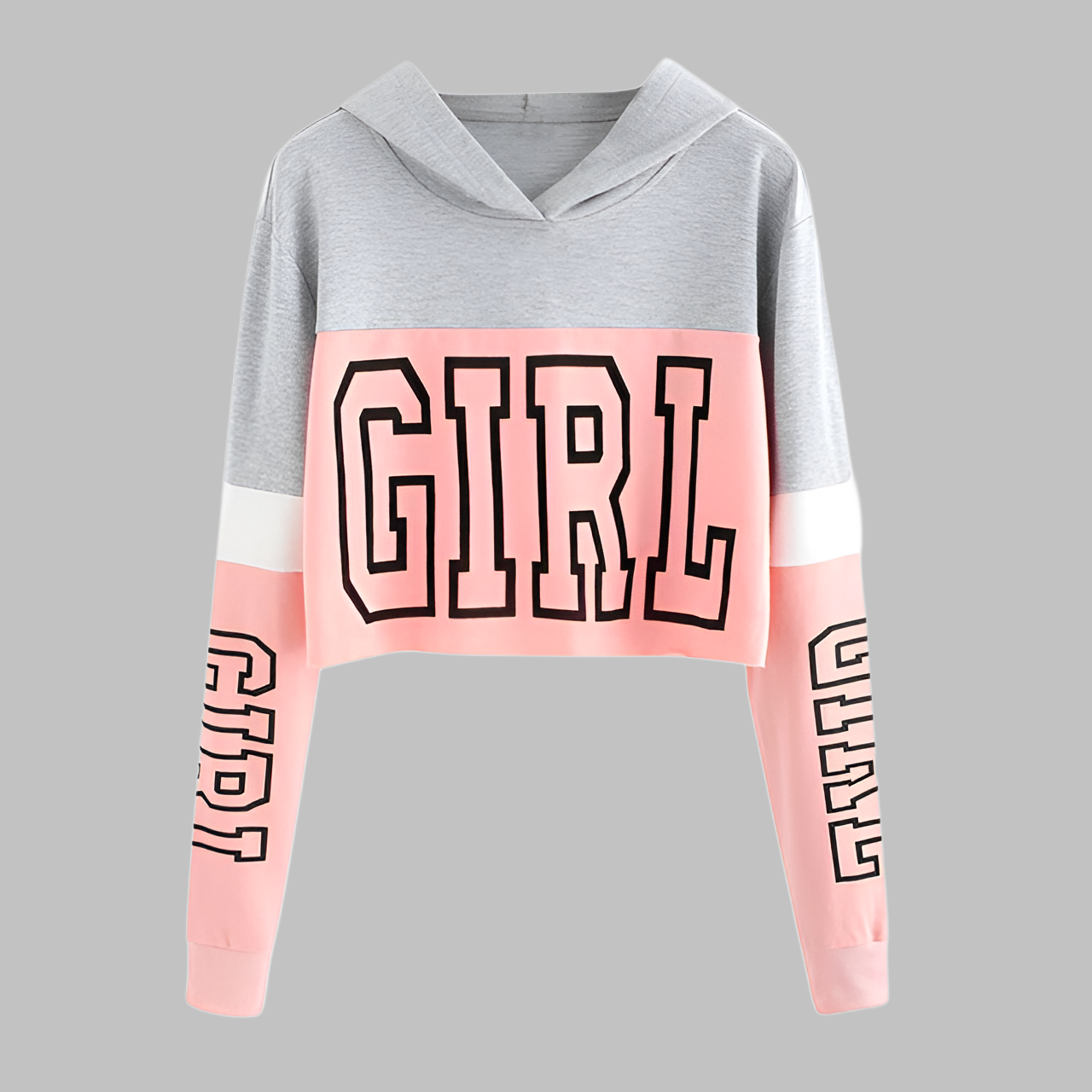Liana | Patchwork Letter Print Crop Hoodie