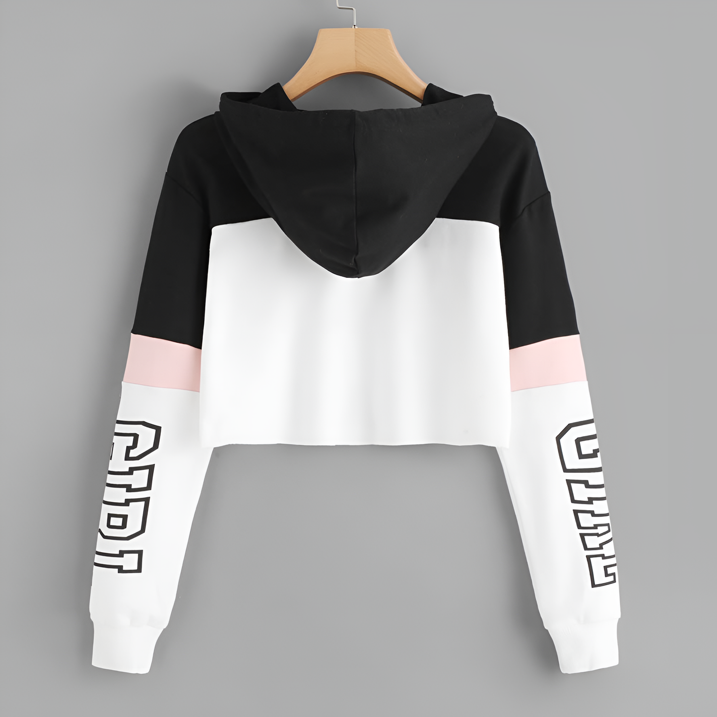 Liana | Patchwork Letter Print Crop Hoodie