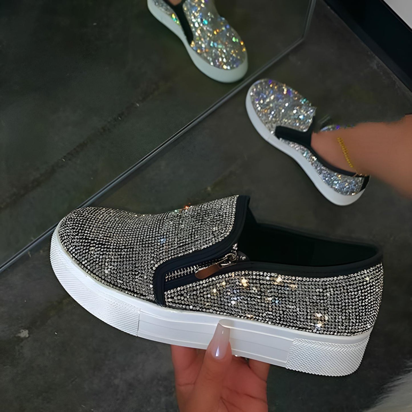 Victoria | Sparkly Flat Slip-Ons