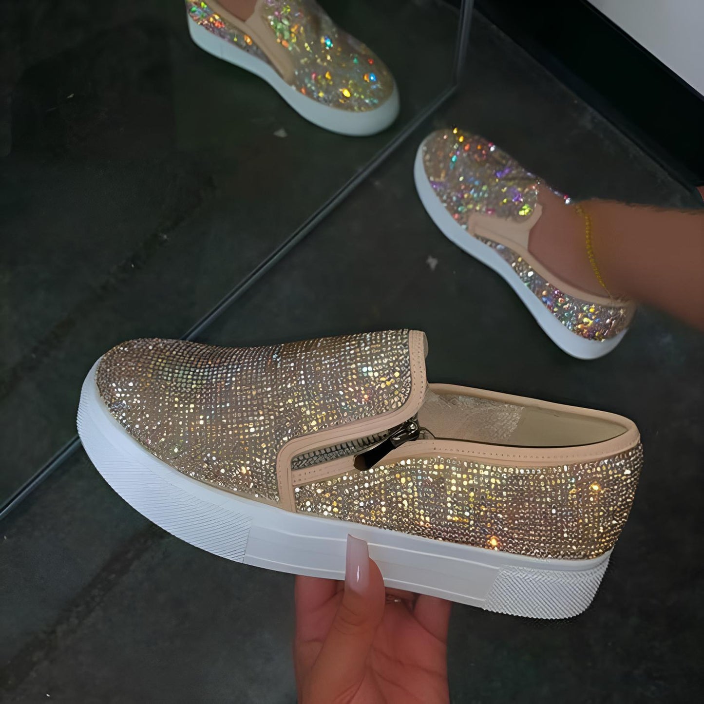 Victoria | Sparkly Flat Slip-Ons