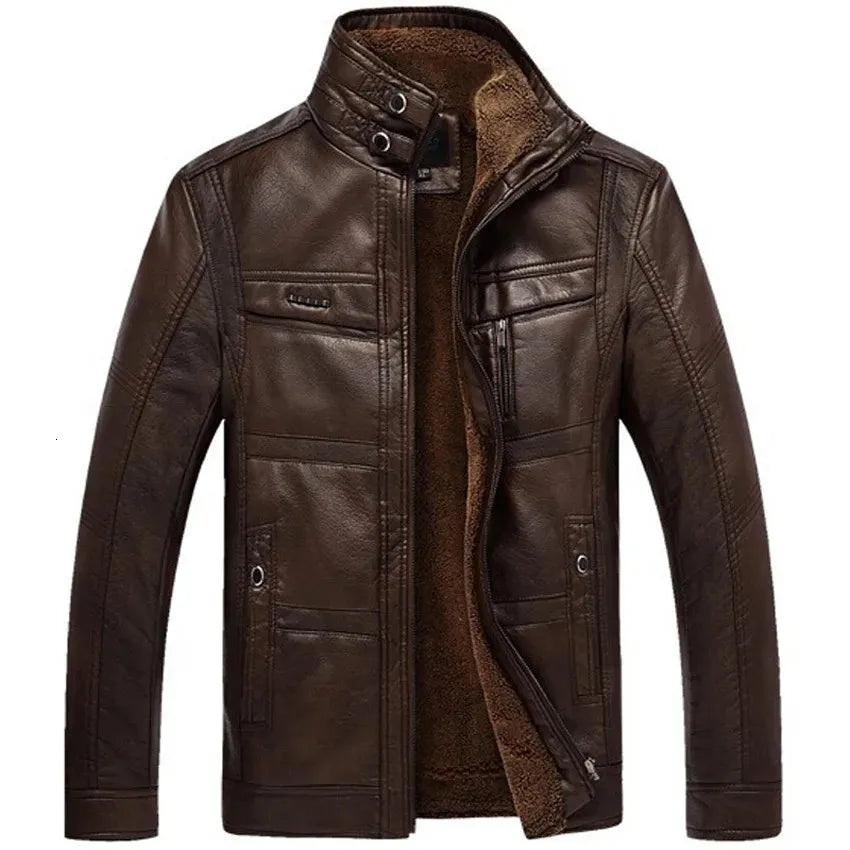 Xion | Men’s Hooded Faux Leather Jacket – Casual Winter Biker Coat