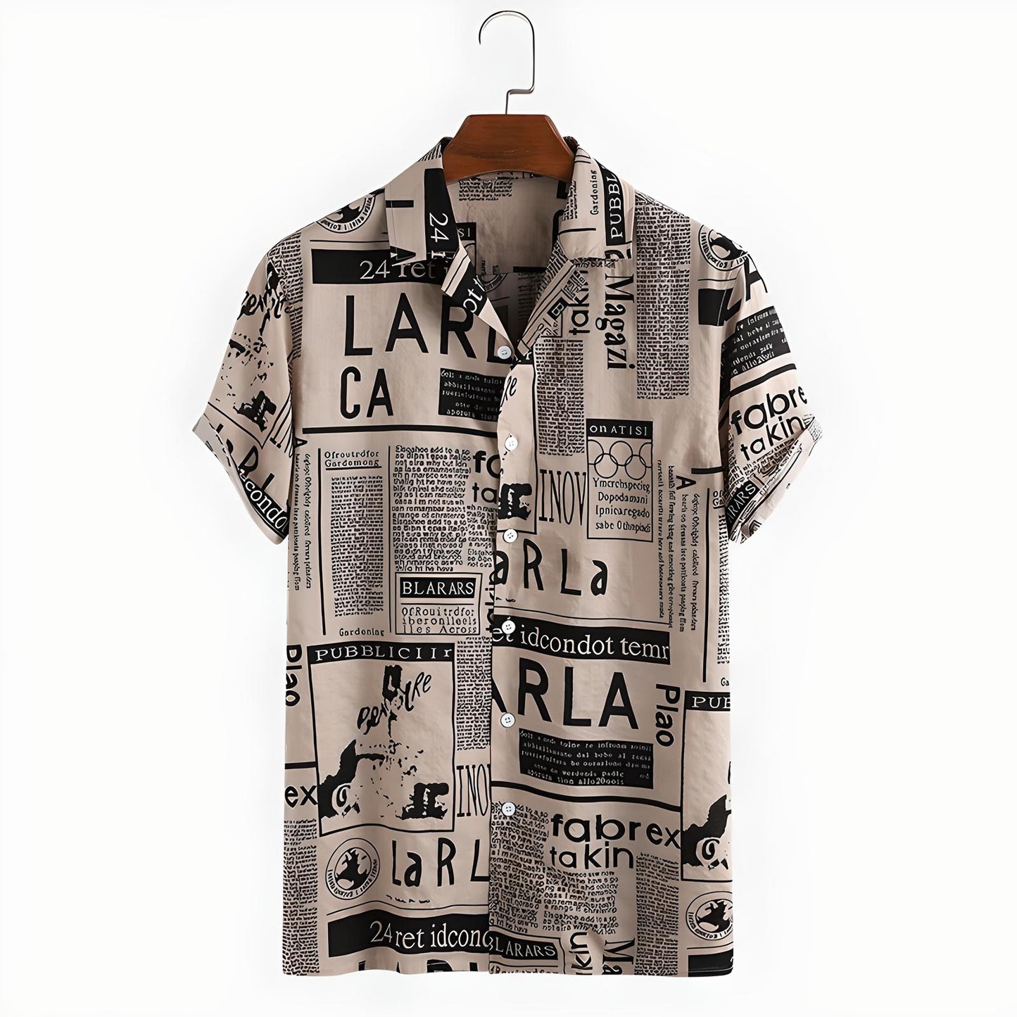 Evan | Vintage Hawaiian Shirt Newspaper Print