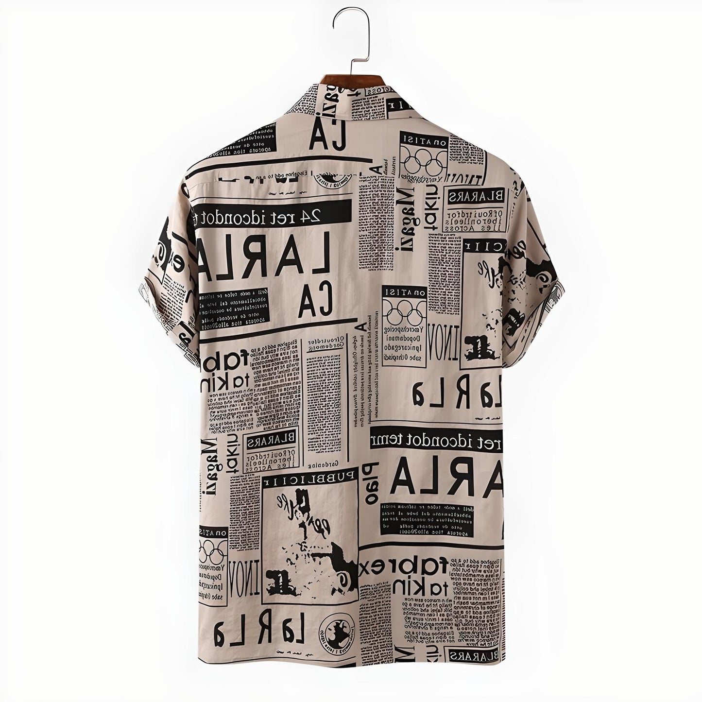 Evan | Vintage Hawaiian Shirt Newspaper Print