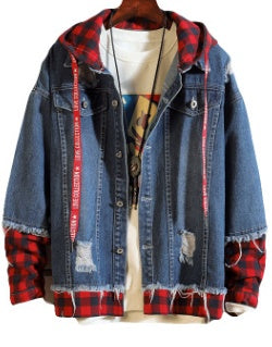 Kevin | Men’s Hooded Ripped Denim Jacket