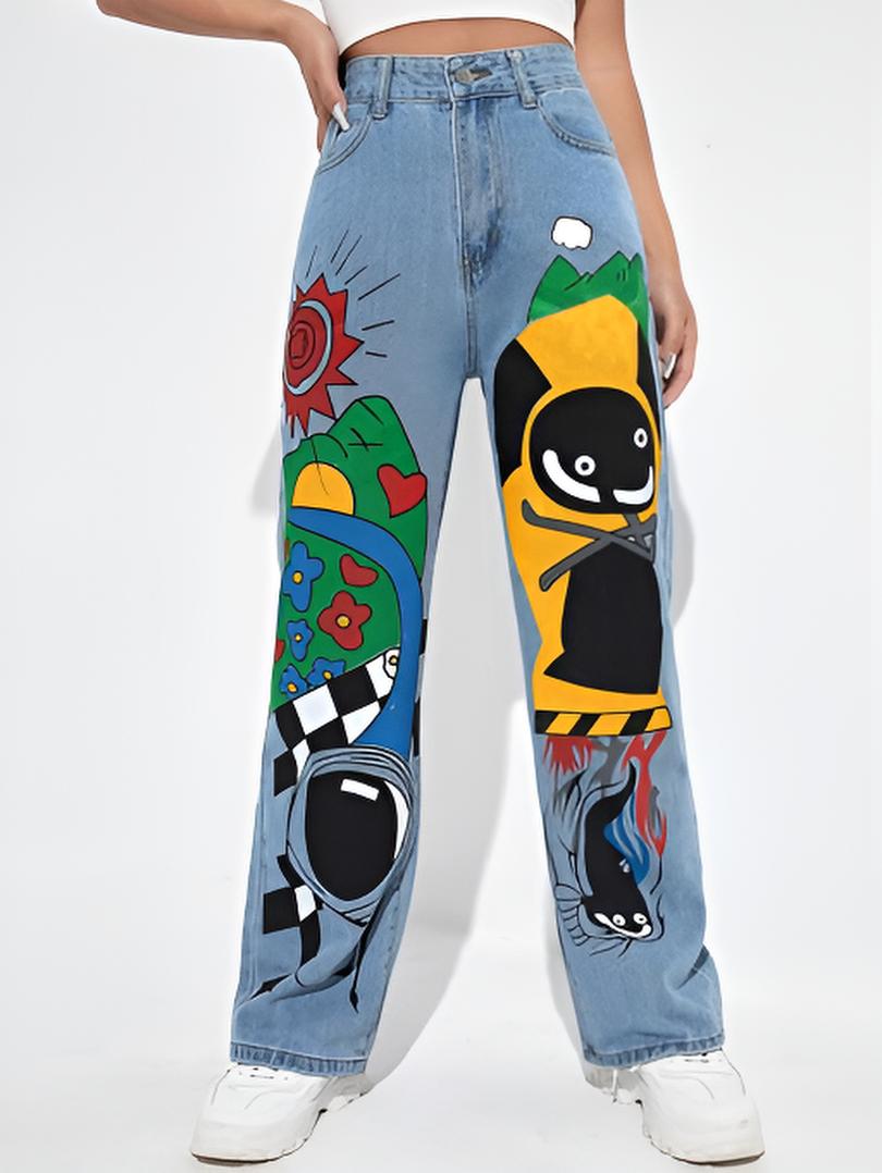 Colette | Cartoon Print Harem Jeans