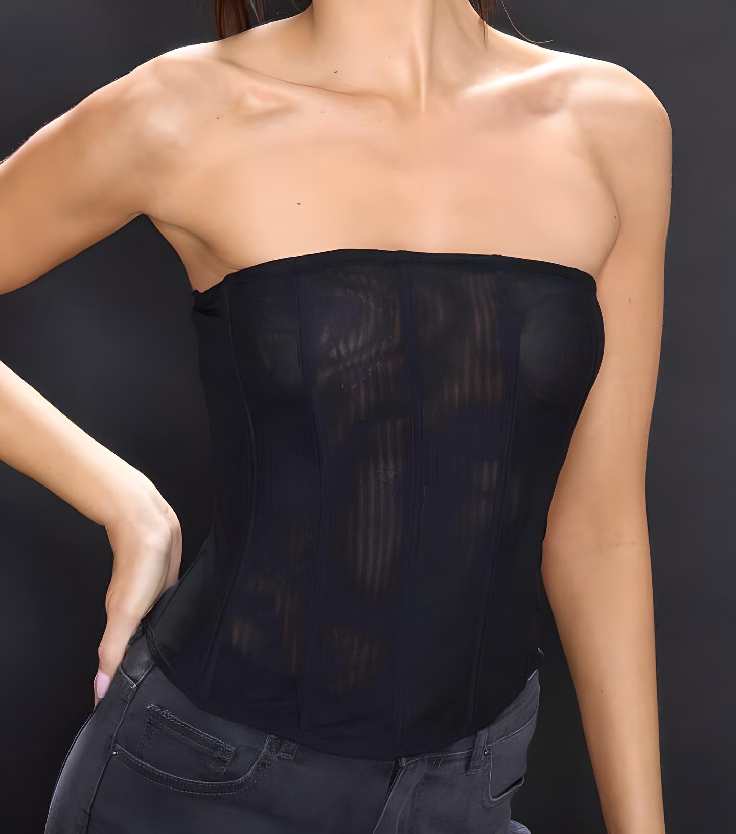 Leila | Mesh Tube Crop Top