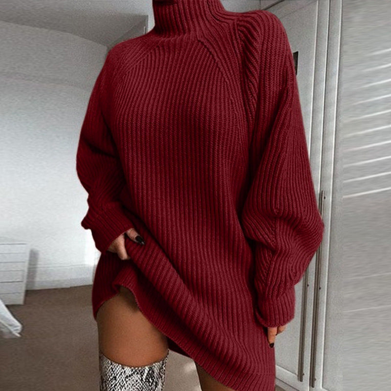 Willa | Women’s Turtleneck Sweater Dress – Long Warm Winter Style