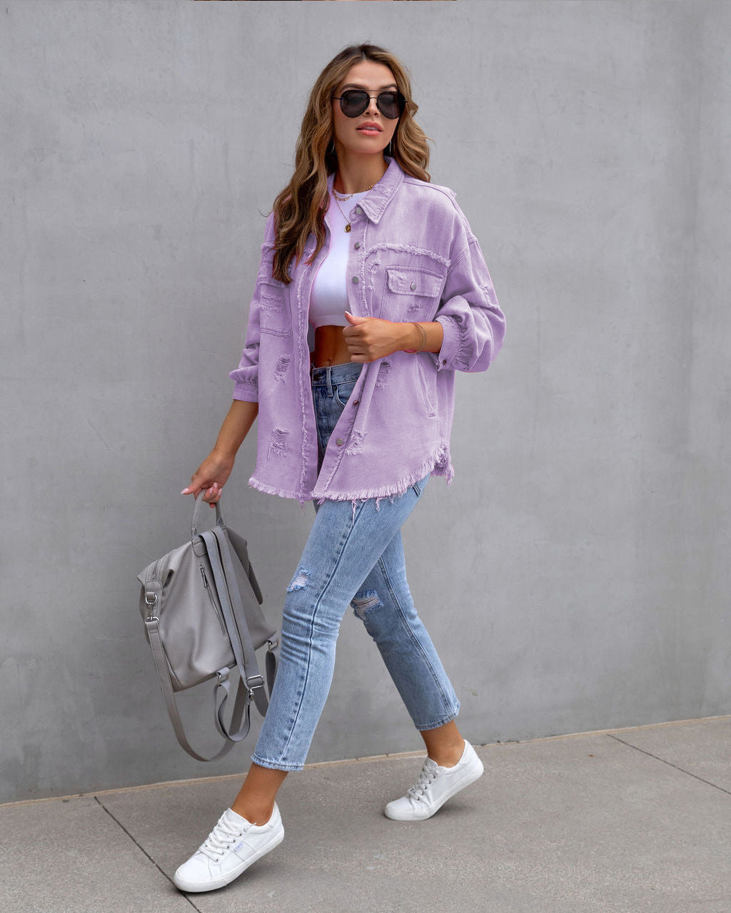 Jasmine | Ripped Shirt Jacket
