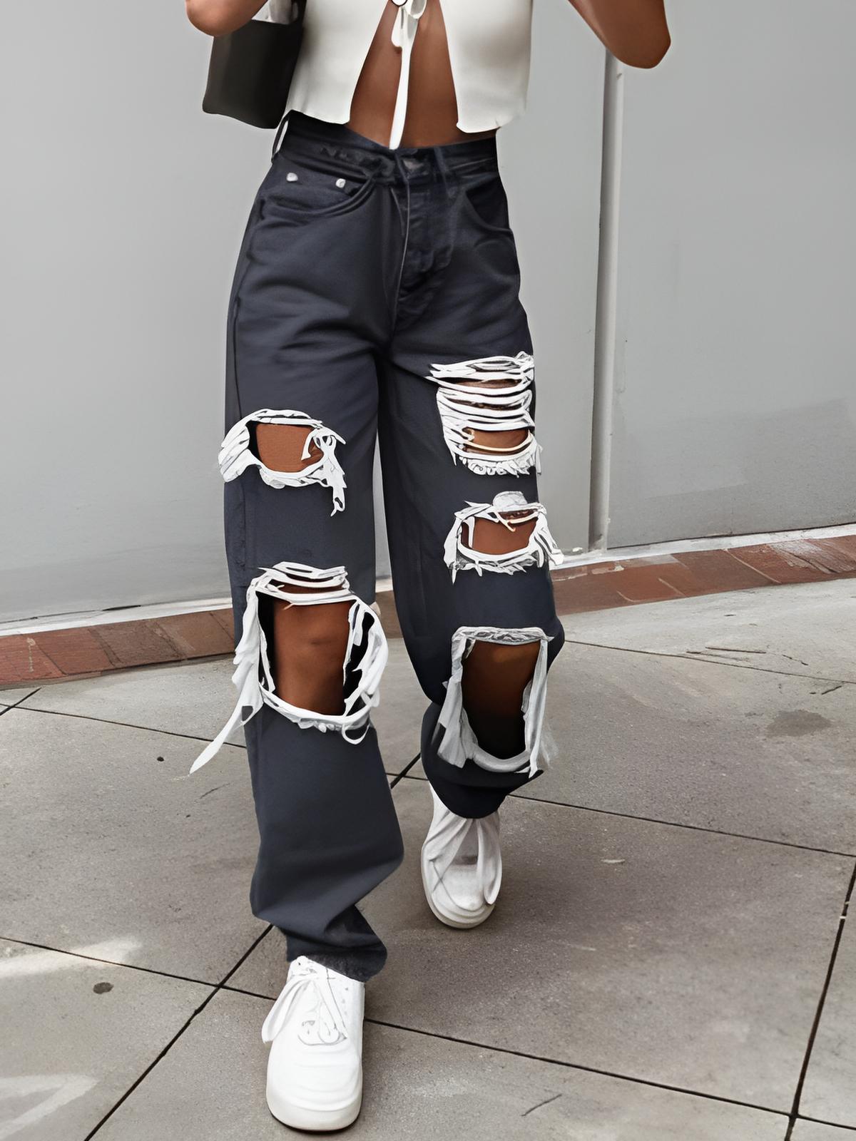 Serena | Ripped Washed Jeans