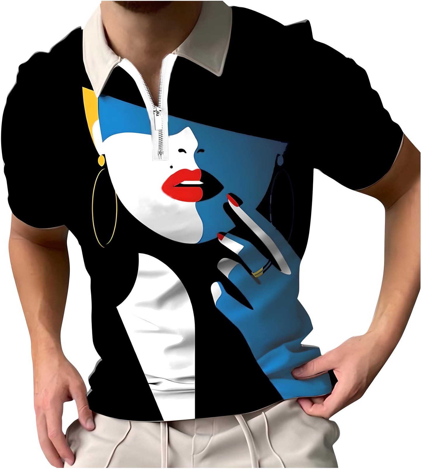 Dominic | Short Sleeve Face Art Print Shirt