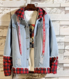 Kevin | Men’s Hooded Ripped Denim Jacket