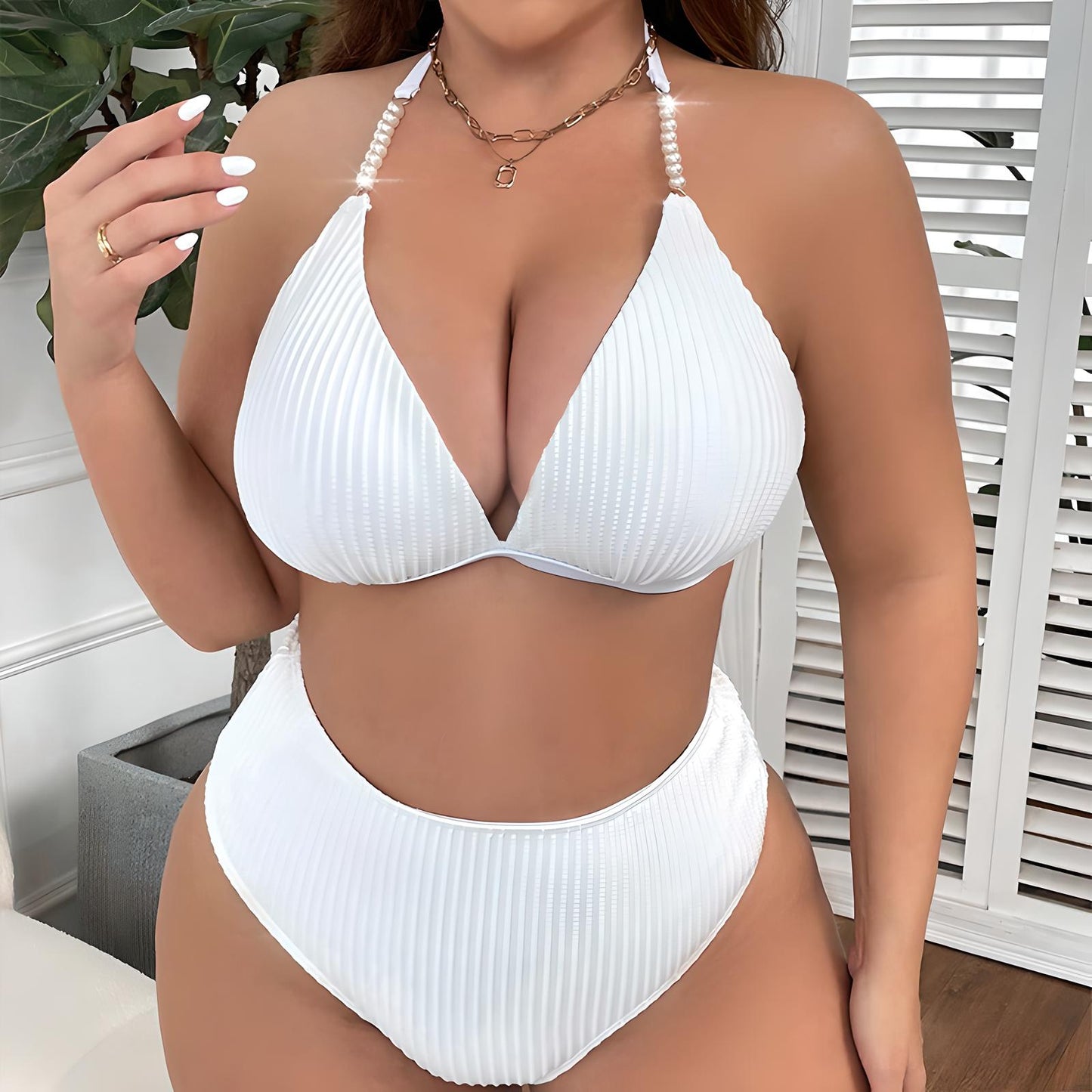 Marlo | Plus Size Halterneck Swimwear with Suspenders