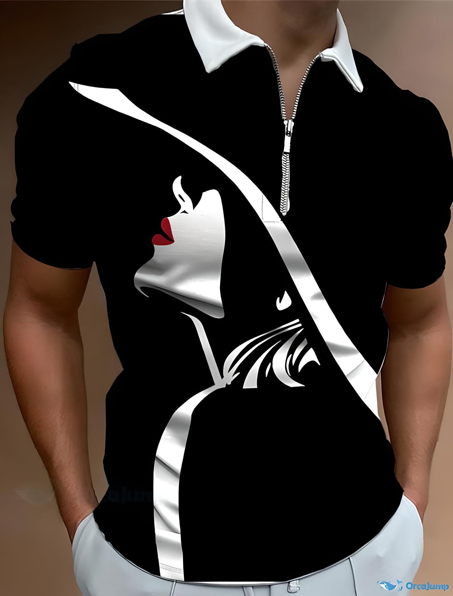 Dominic | Short Sleeve Face Art Print Shirt
