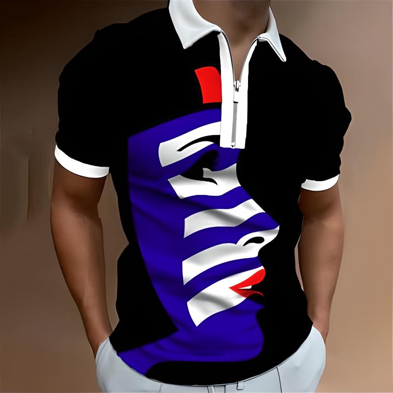 Dominic | Short Sleeve Face Art Print Shirt