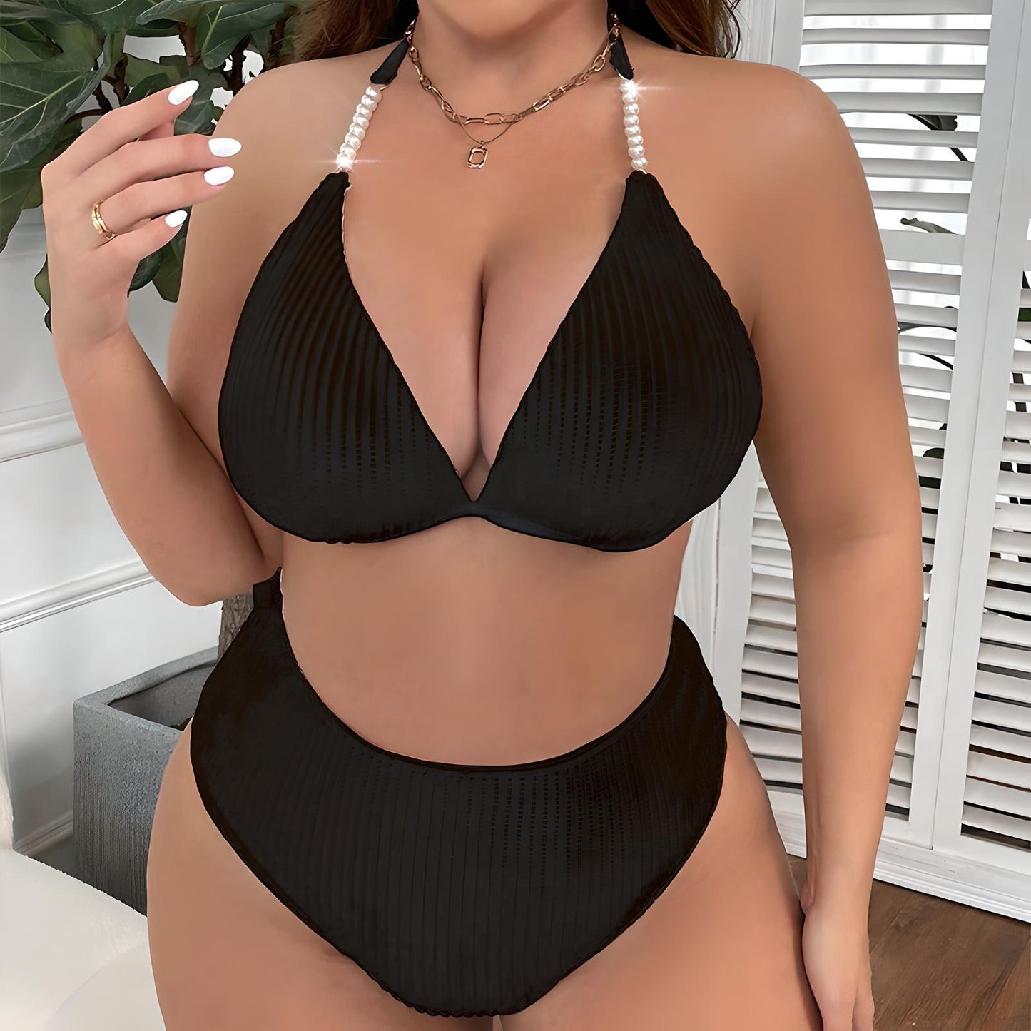 Marlo | Plus Size Halterneck Swimwear with Suspenders