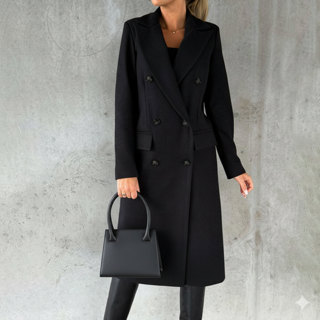 Daphne | Women’s Long Sleeve Double-Breasted Slim Lapel Winter Coat