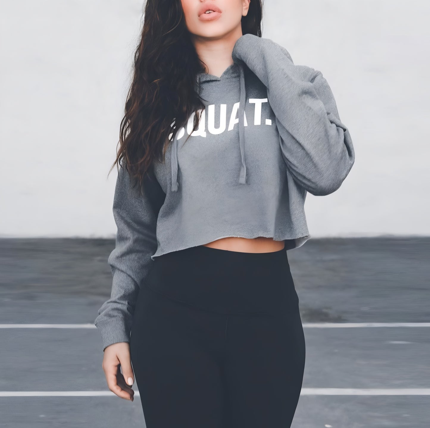 Paloma | Cropped Hoodie – ‘Squat’ Letter Print Design