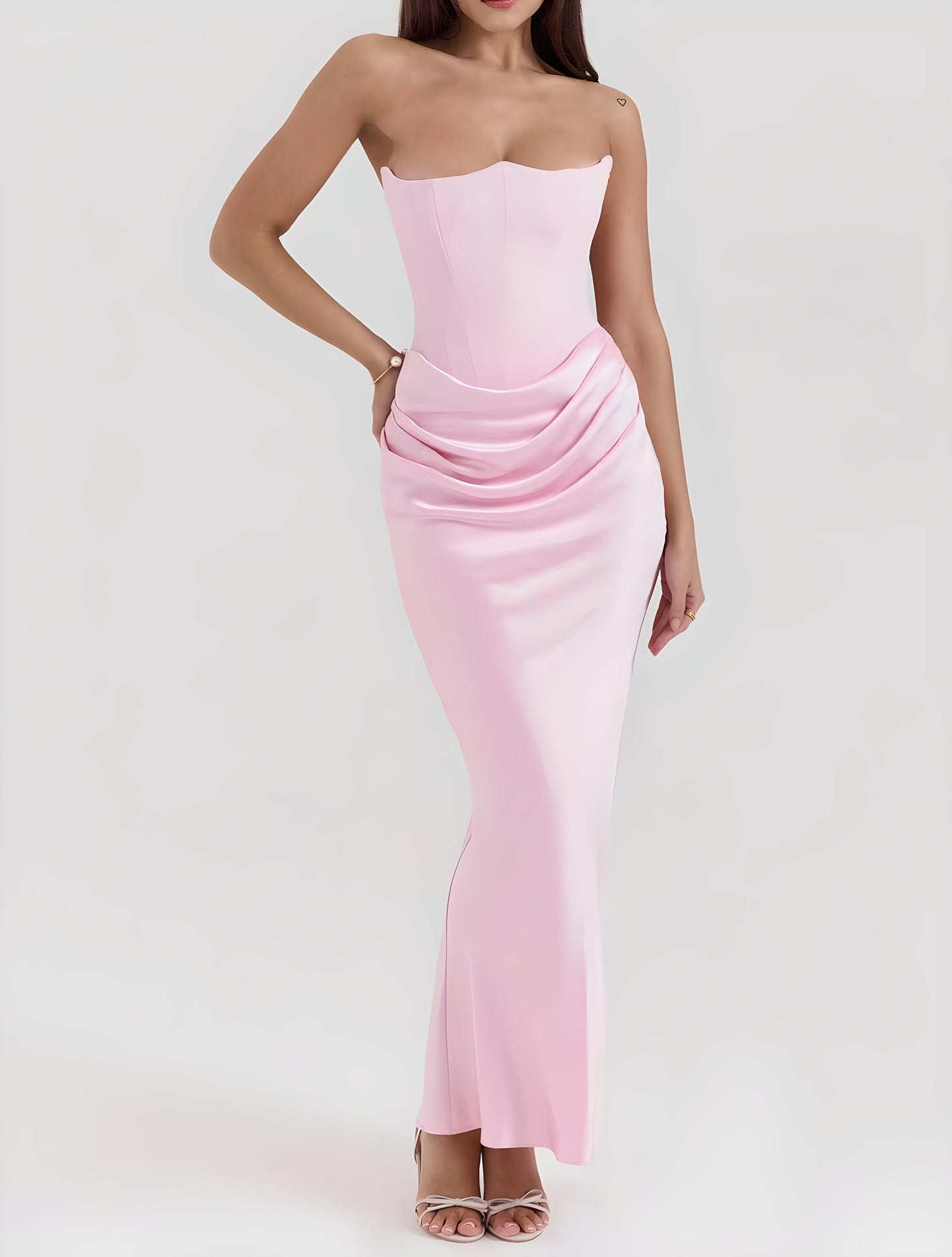 Lexi | Women’s Strapless Tube Evening Gown – Backless Long Bodycon Dress