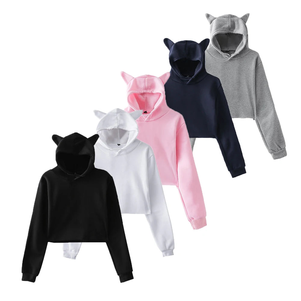 Mabel | Long Sleeve Crop Hoodie Sweatshirt