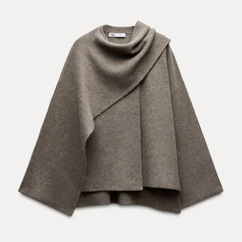 Iris | Women’s Knit Cardigan with Asymmetrical Scarf