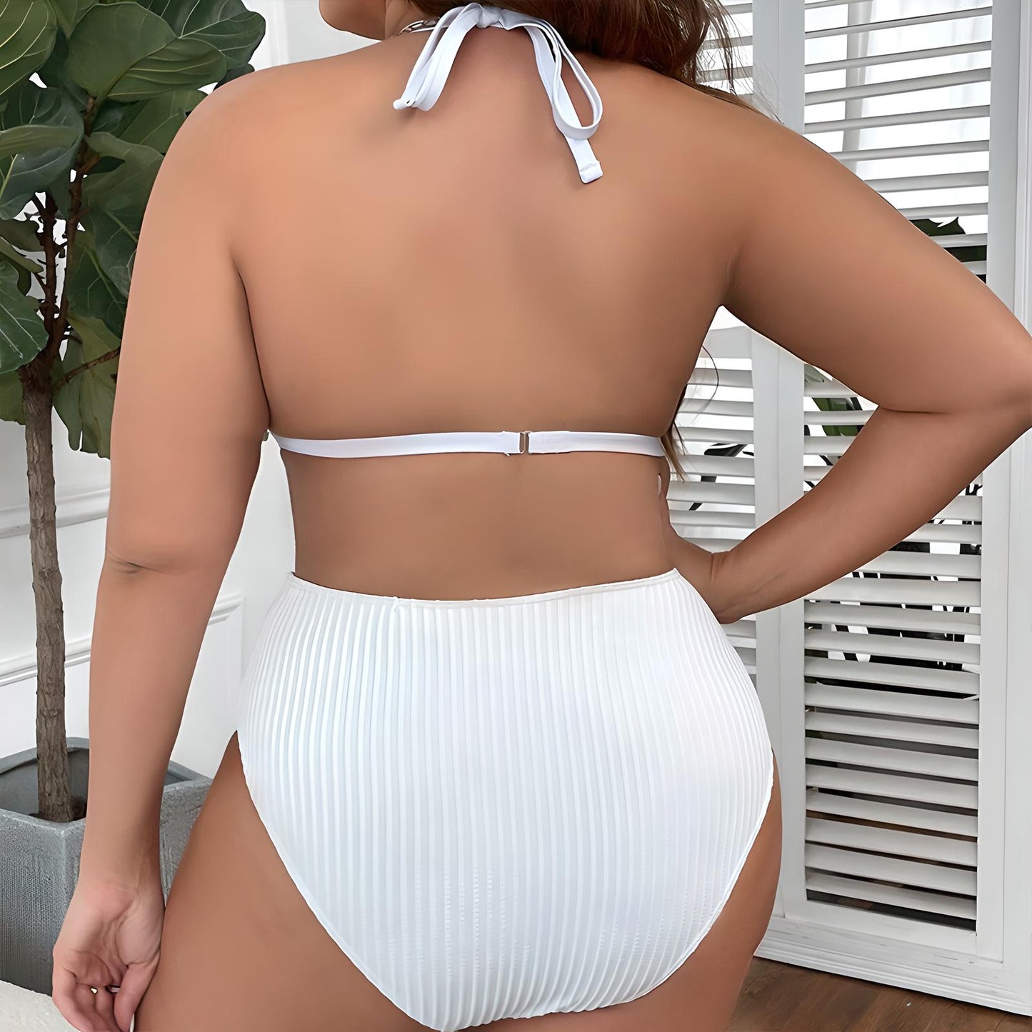 Marlo | Women’s Plus Size Halterneck Swimwear Set with Shorts