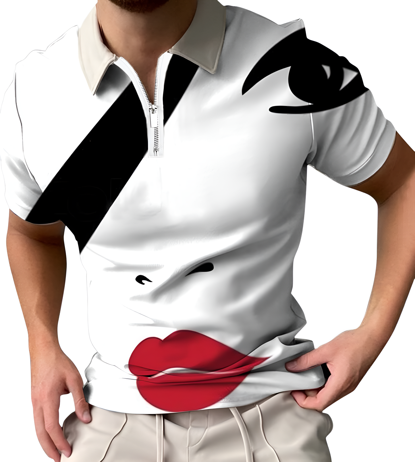 Dominic | Short Sleeve Face Art Print Shirt