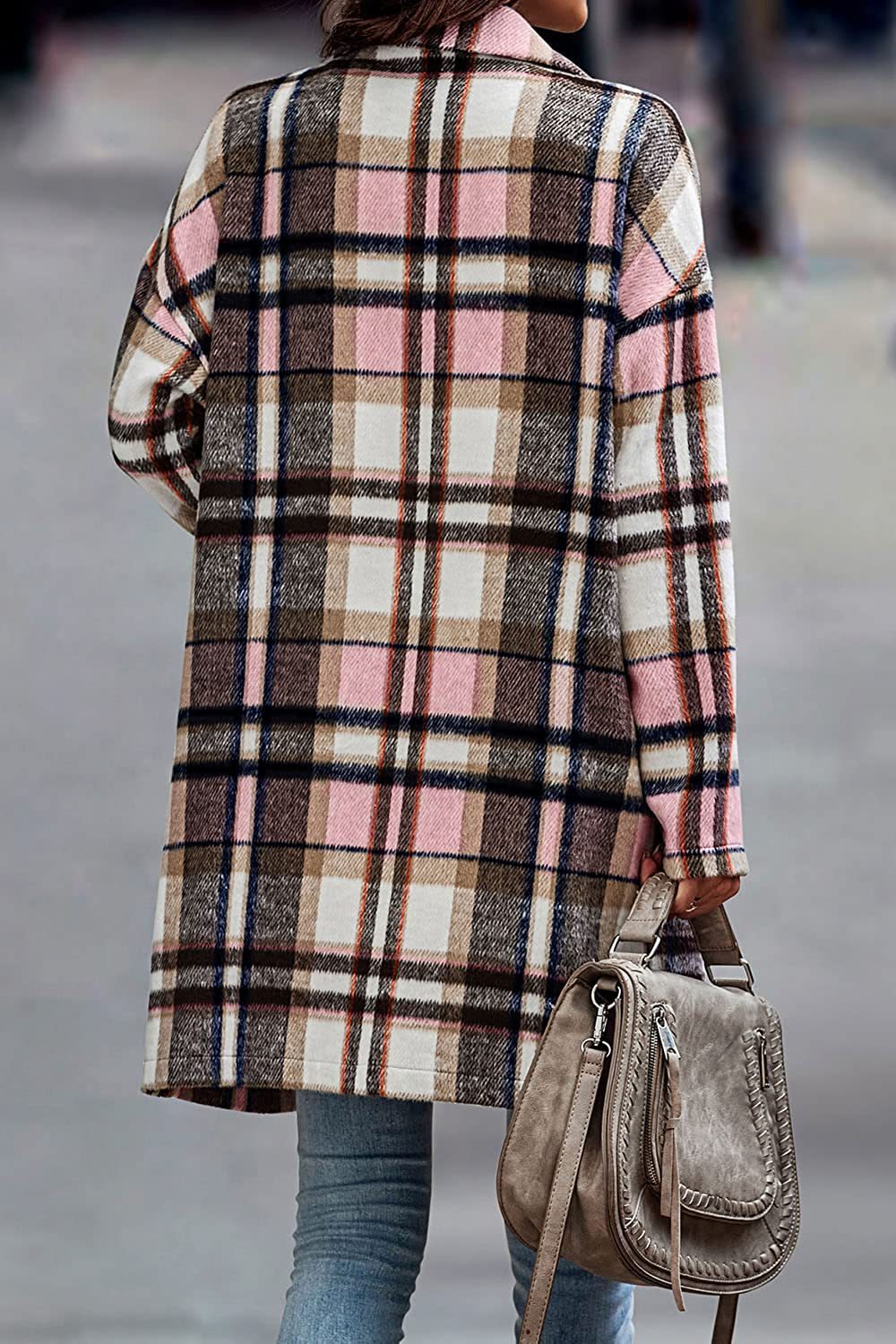 Helena | Women’s Plaid Wool Long Coat with Pockets
