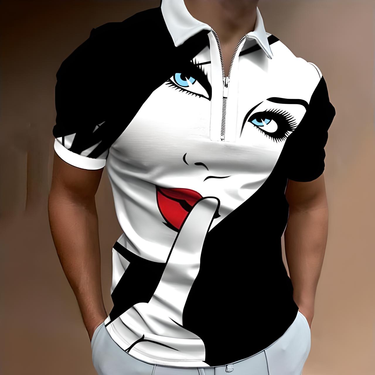 Dominic | Short Sleeve Face Art Print Shirt