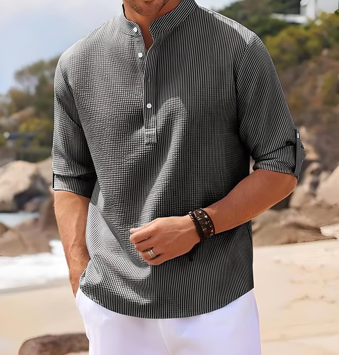Jasper | Long Sleeve Stand Collar Shirt