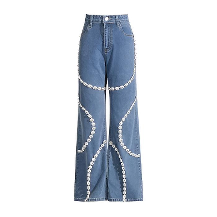 Azalea | Embellished Loose Straight-Leg Jeans