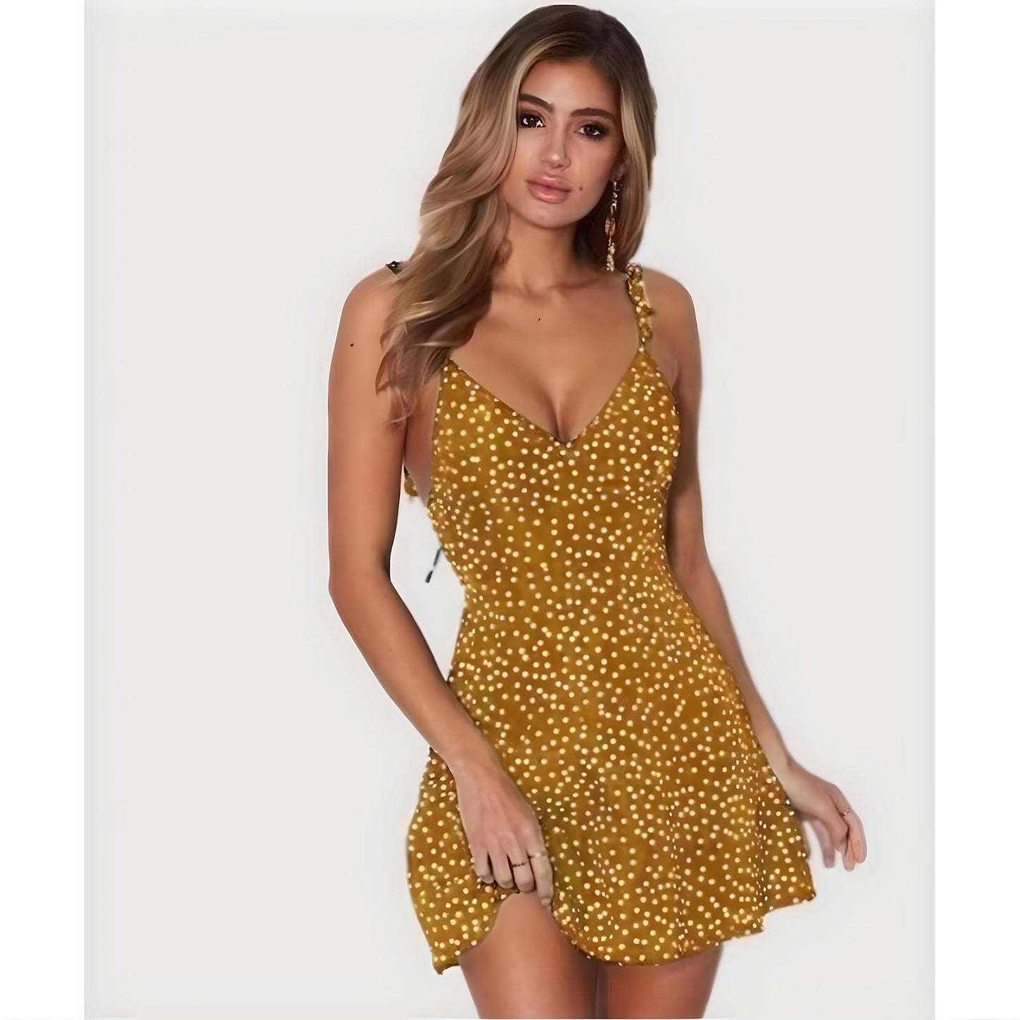 Jolie | Women’s Polka Dot V-Neck Strappy Sundress