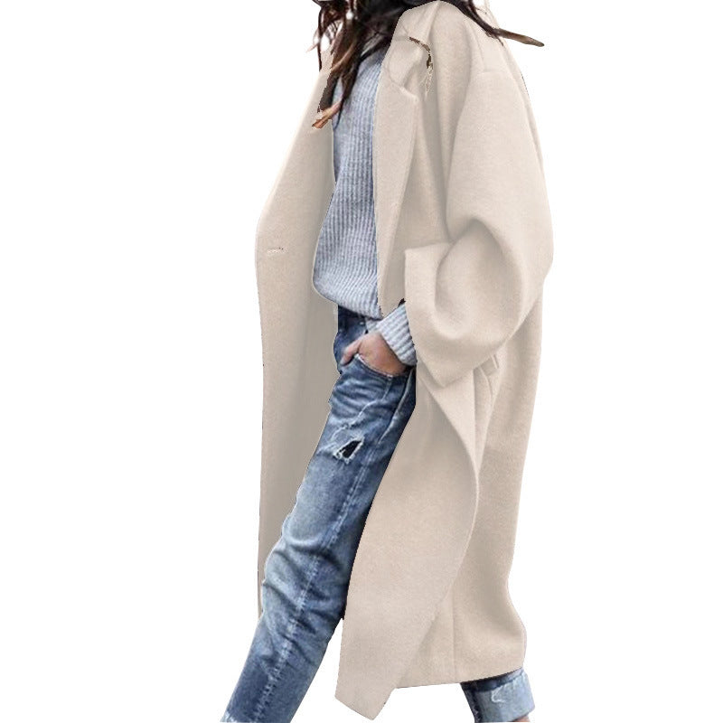 Wren | Women’s Casual Woolen Long Winter Jacket with Pockets