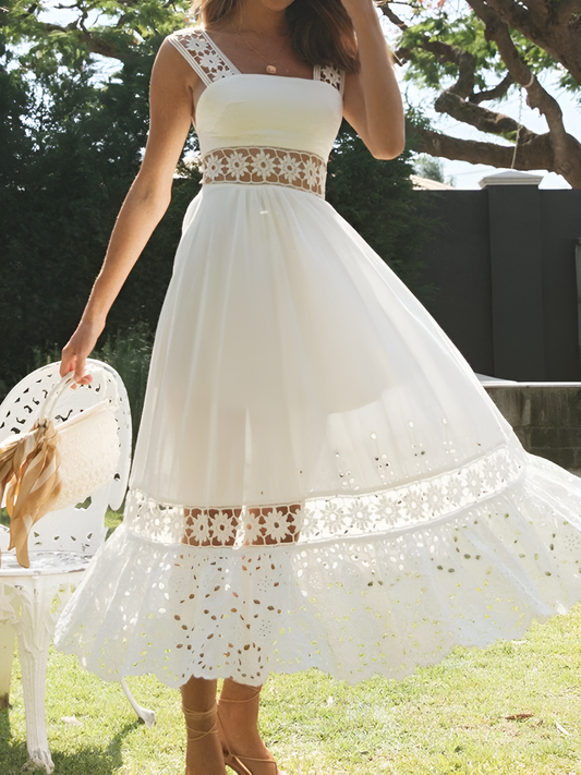 Ophelia | Women’s White Lace Boho Maxi Dress