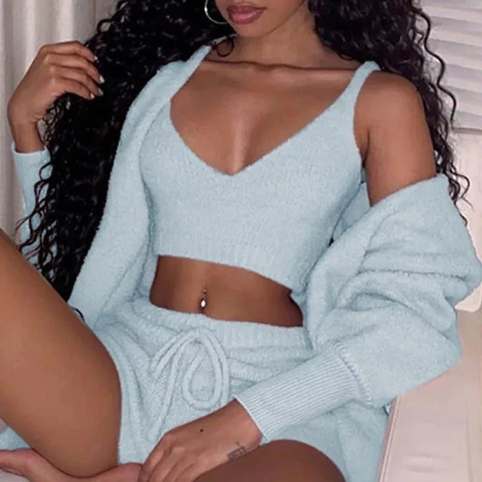 Amelia | Pajama Set with Crop Top & Drawstring Shorts