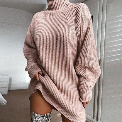 Willa | Women’s Turtleneck Sweater Dress – Long Warm Winter Style