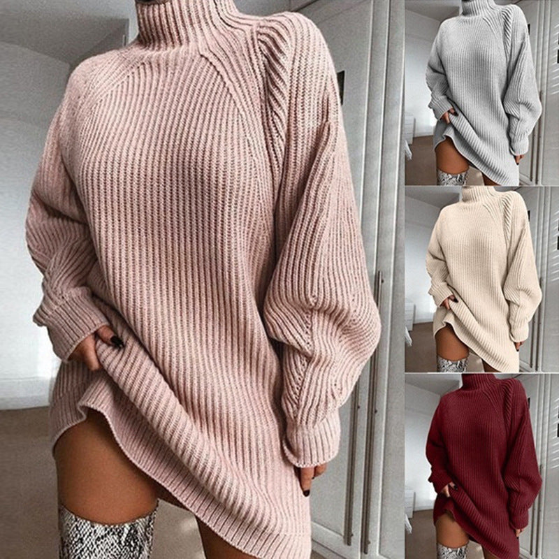 Willa | Women’s Turtleneck Sweater Dress – Long Warm Winter Style