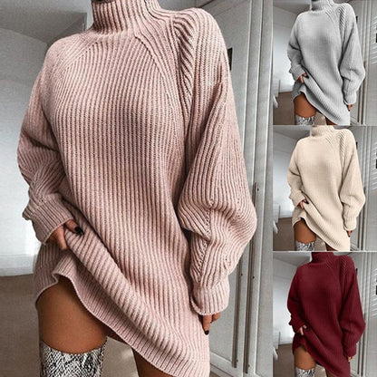 Willa | Women’s Turtleneck Sweater Dress – Long Warm Winter Style