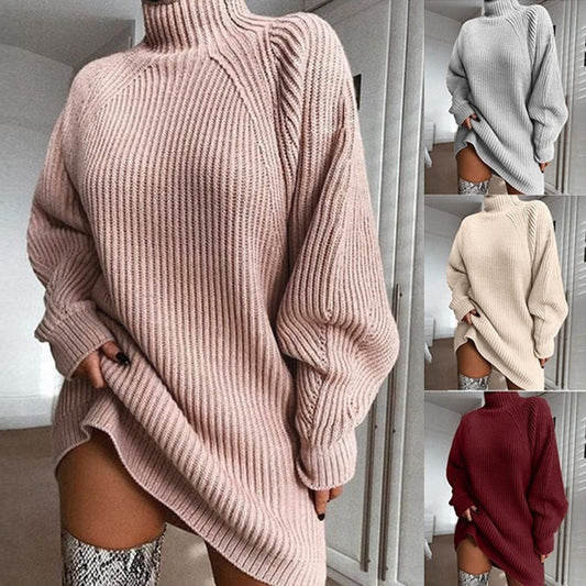 Willa | Women’s Turtleneck Sweater Dress – Long Warm Winter Style