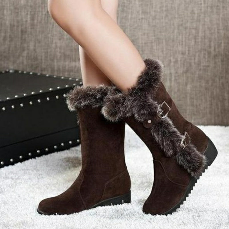 Rumi | Women’s Fur-Lined Mid-Calf Boots – Warm Slip-On Winter Flats