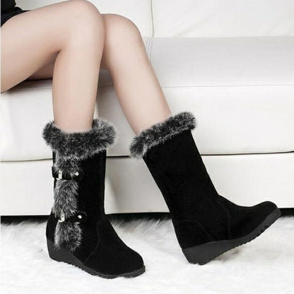 Rumi | Women’s Fur-Lined Mid-Calf Boots – Warm Slip-On Winter Flats