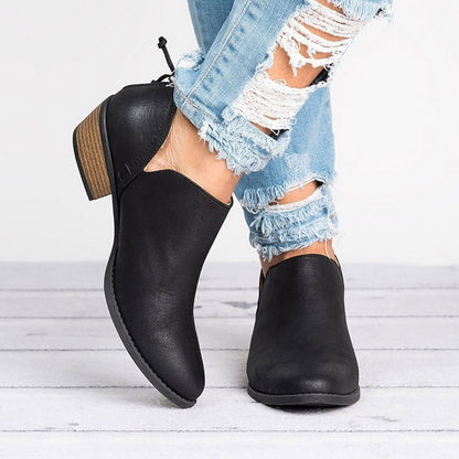Posy | Women’s Retro High Heel Boots – Slip-On Autumn Ankle Style