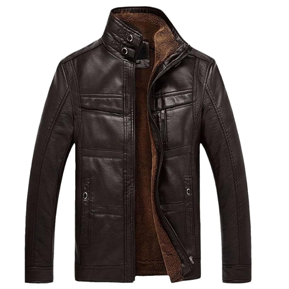 Xion | Men’s Hooded Faux Leather Jacket – Casual Winter Biker Coat