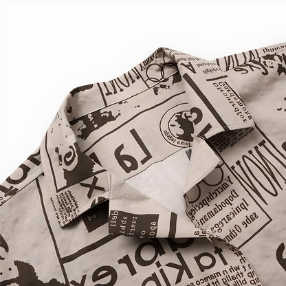 Evan | Vintage Hawaiian Shirt Newspaper Print