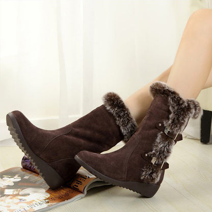 Rumi | Women’s Fur-Lined Mid-Calf Boots – Warm Slip-On Winter Flats
