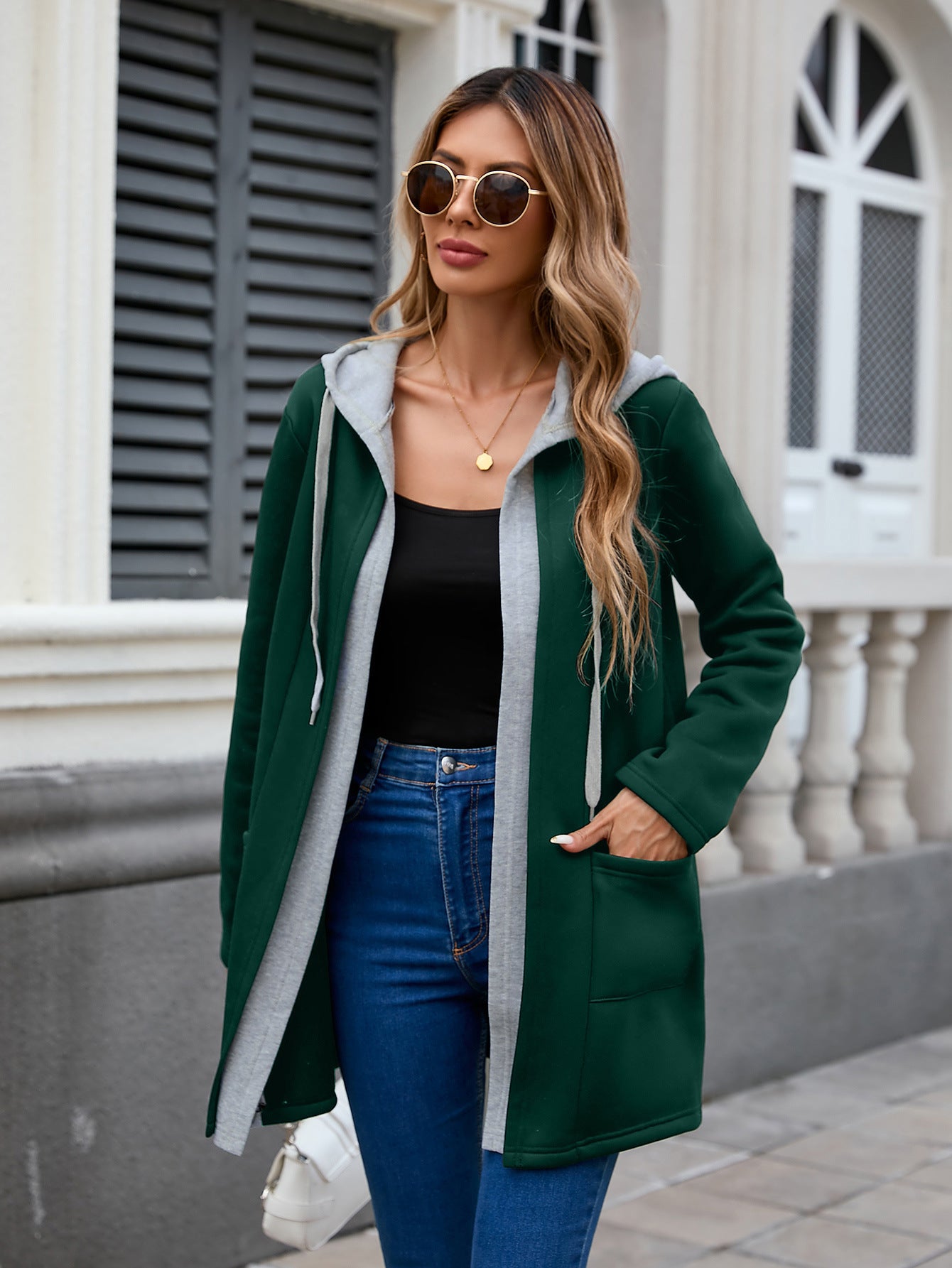 Sweater Coat For Women Autumn And Winter Loose Casual Contrast Color Two Pieces