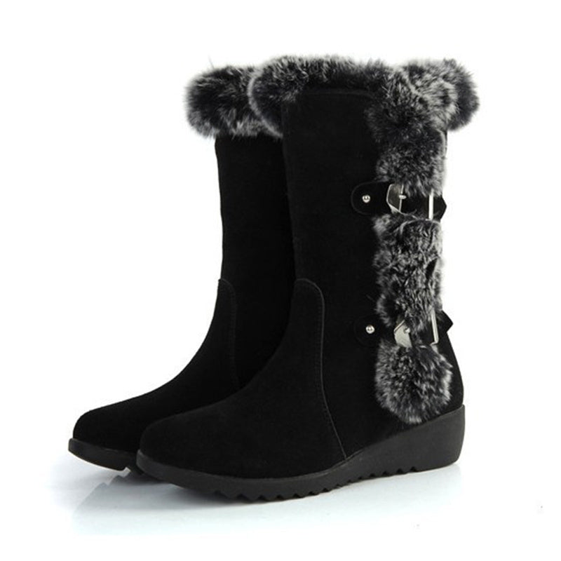 Rumi | Women’s Fur-Lined Mid-Calf Boots – Warm Slip-On Winter Flats