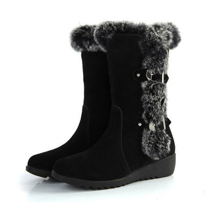 Rumi | Women’s Fur-Lined Mid-Calf Boots – Warm Slip-On Winter Flats