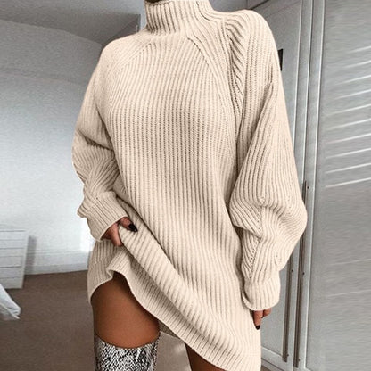 Willa | Women’s Turtleneck Sweater Dress – Long Warm Winter Style